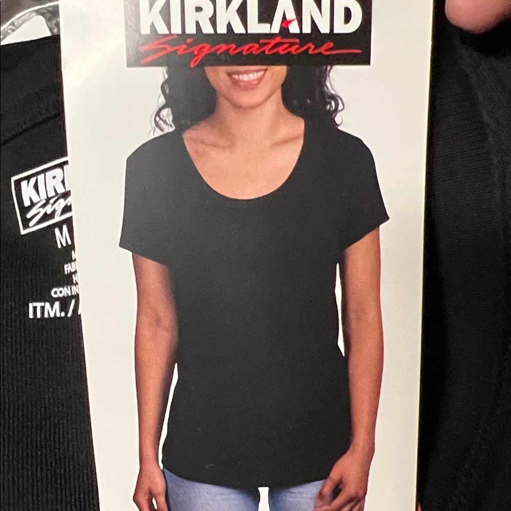 NWT KIRKLAND Signature Women's Short-Sleeve Crew Neck Pima Cotton black tee